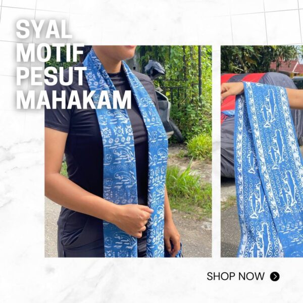 Syal Motif Pesut Mahakam – Elegan, Alami, dan Bermakna!!