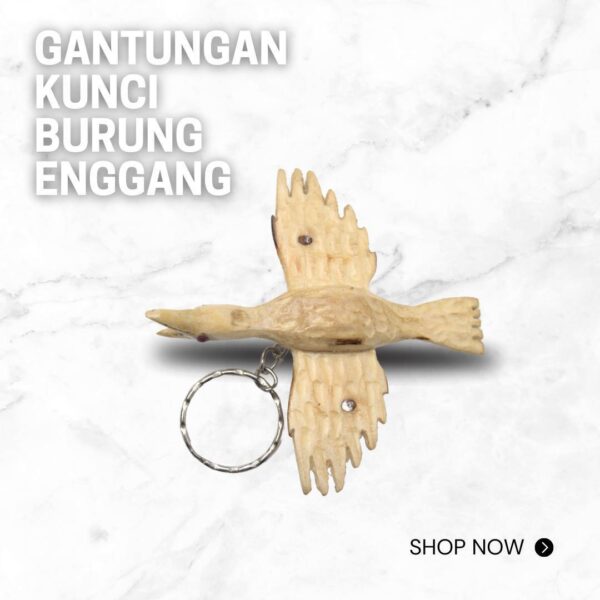 Gantungan kunci kayu burung enggang